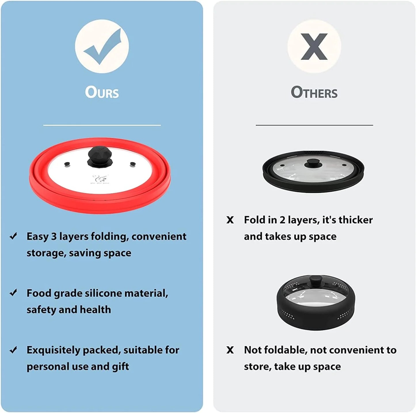 Microwave Splatter Cover Vented Glass Cover Splatter Guard Lid with Collapsible Silicone for Food as Pot Cover Plate Cover 10.5 Inch for 6 7 8 9 10 Inch Plate Bowl