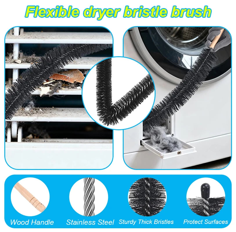 Dryer Vent Cleaner Kit Compatible with Most Vacuum Cleaner, Dryer Lint Brush and Vacuum Hose Attachment with Universal Connector