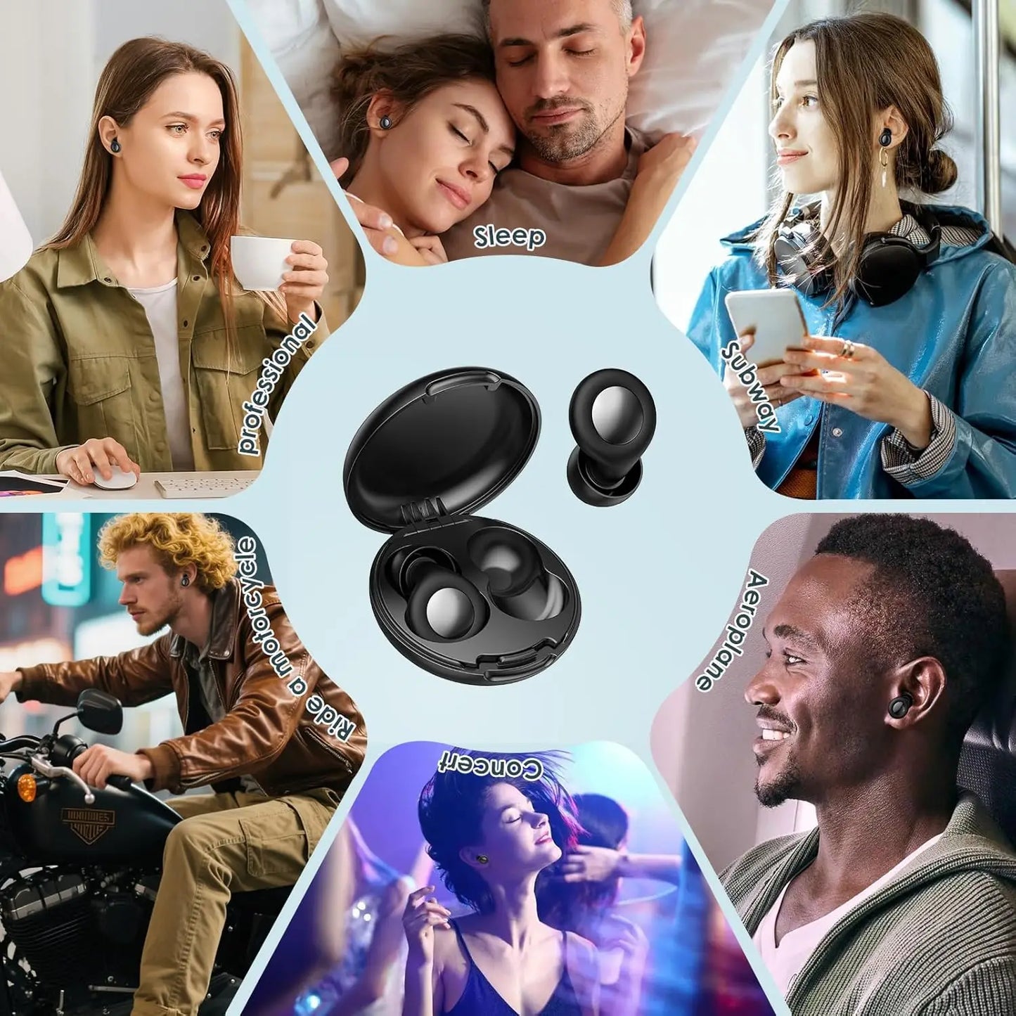 Eayburst Ear Plugs for Sleeping Noise Cancelling Silicone Earplugs for Concerts Traveling Studying Focus Reusable Ear Protection