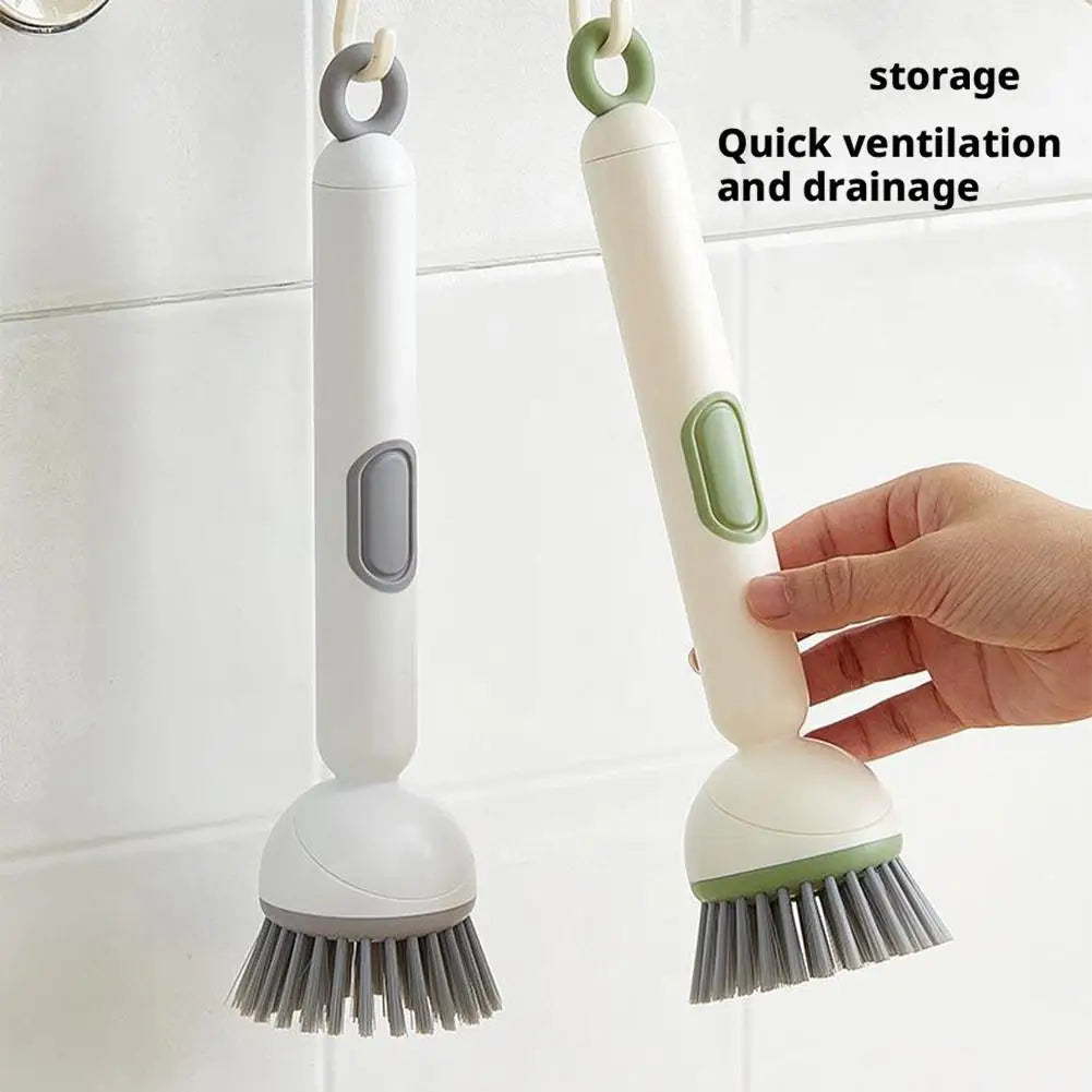 Kitchen Pot Brush for Home Use Long Handle Rotating Dish Washing Scrubber with Liquid Dispenser Bowl Pans Brush Cleaning Tools