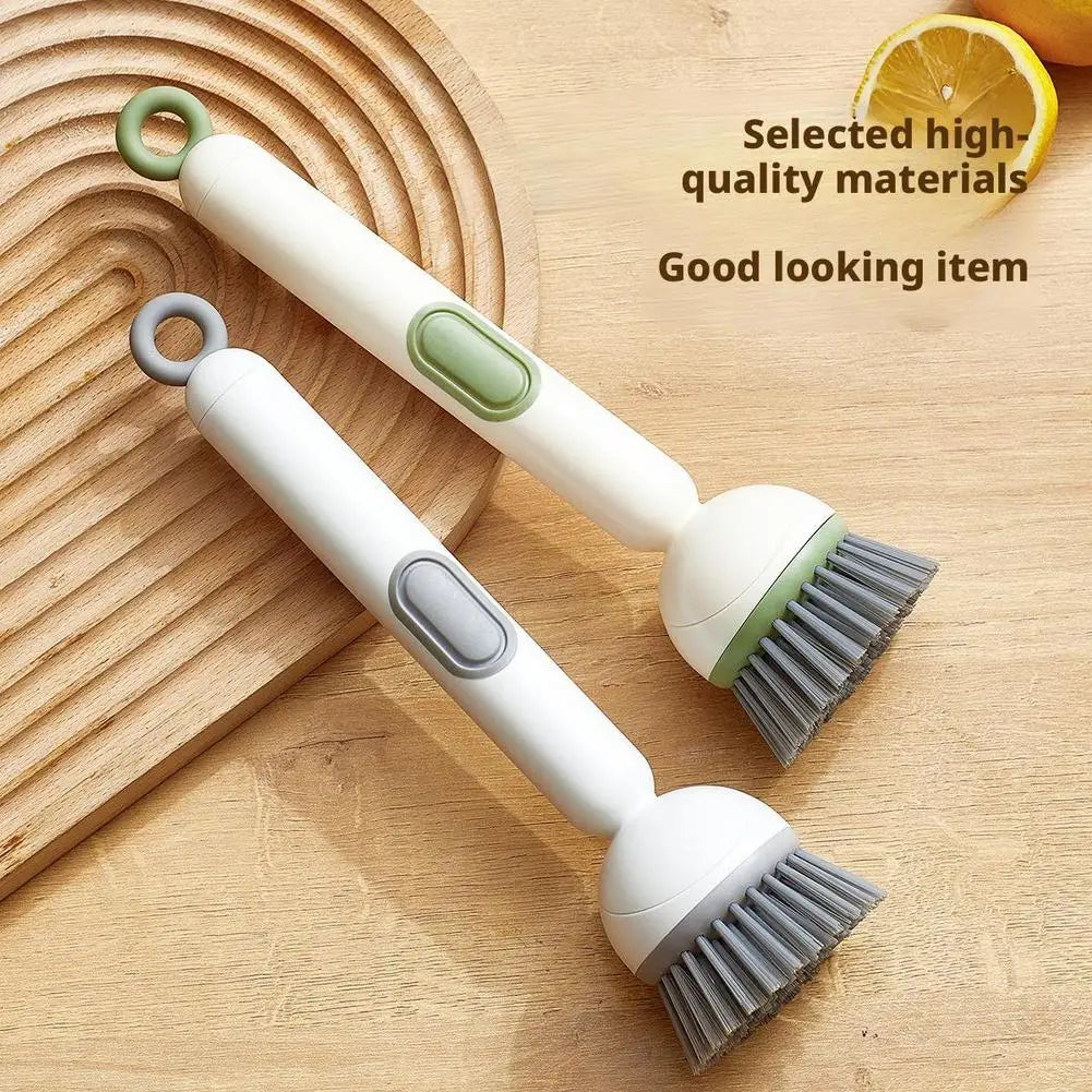 Kitchen Pot Brush for Home Use Long Handle Rotating Dish Washing Scrubber with Liquid Dispenser Bowl Pans Brush Cleaning Tools