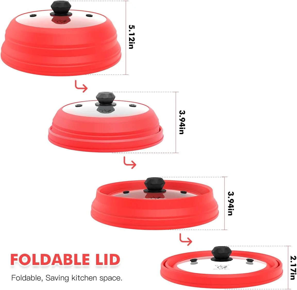 Microwave Splatter Cover Vented Glass Cover Splatter Guard Lid with Collapsible Silicone for Food as Pot Cover Plate Cover 10.5 Inch for 6 7 8 9 10 Inch Plate Bowl