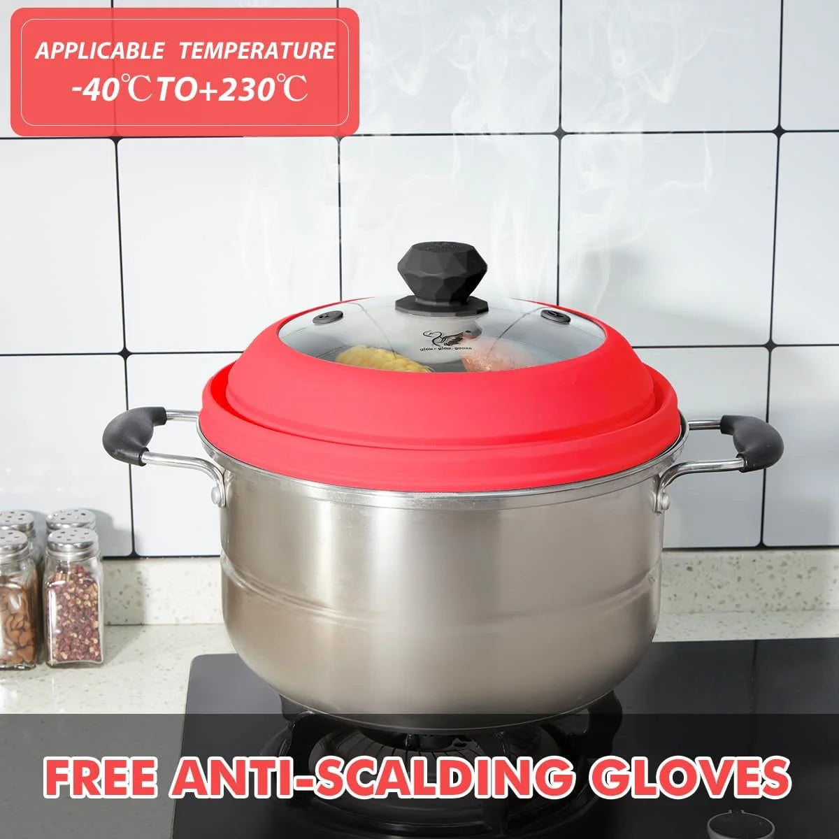 Microwave Splatter Cover Vented Glass Cover Splatter Guard Lid with Collapsible Silicone for Food as Pot Cover Plate Cover 10.5 Inch for 6 7 8 9 10 Inch Plate Bowl