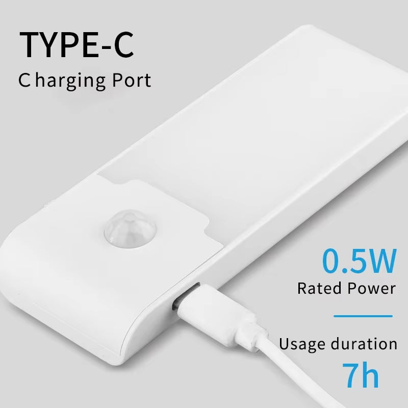 LED Night Light Motion Sensor Rechargeable Night Lamp Magnetic Cabinet Closet Stairs Hallway Wall Bedroom Kitchen Night Lights