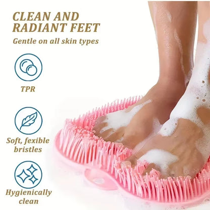 Foot Wash Mat Silicone Sponge Body Brush in the Shower Reusable Wall Mounted Back Silicone Bath Foot Massage Pad Shower