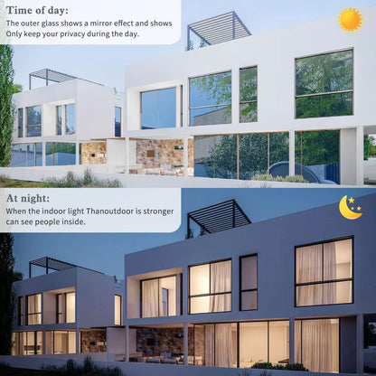 Window Privacy Film One Way Daytime Mirror Tint Treatments UV Heat Control Vinyl Stickers Sun Block Glass Paper Door Covering